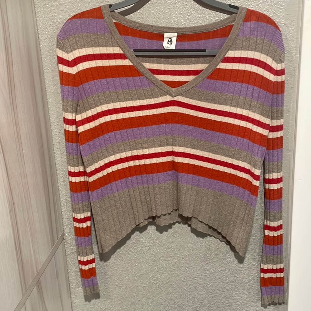 Cropped striped sweater